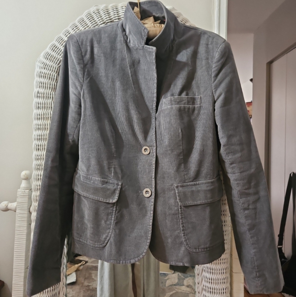 Y2k Blazer Jacket gray silver Soft Button EUC